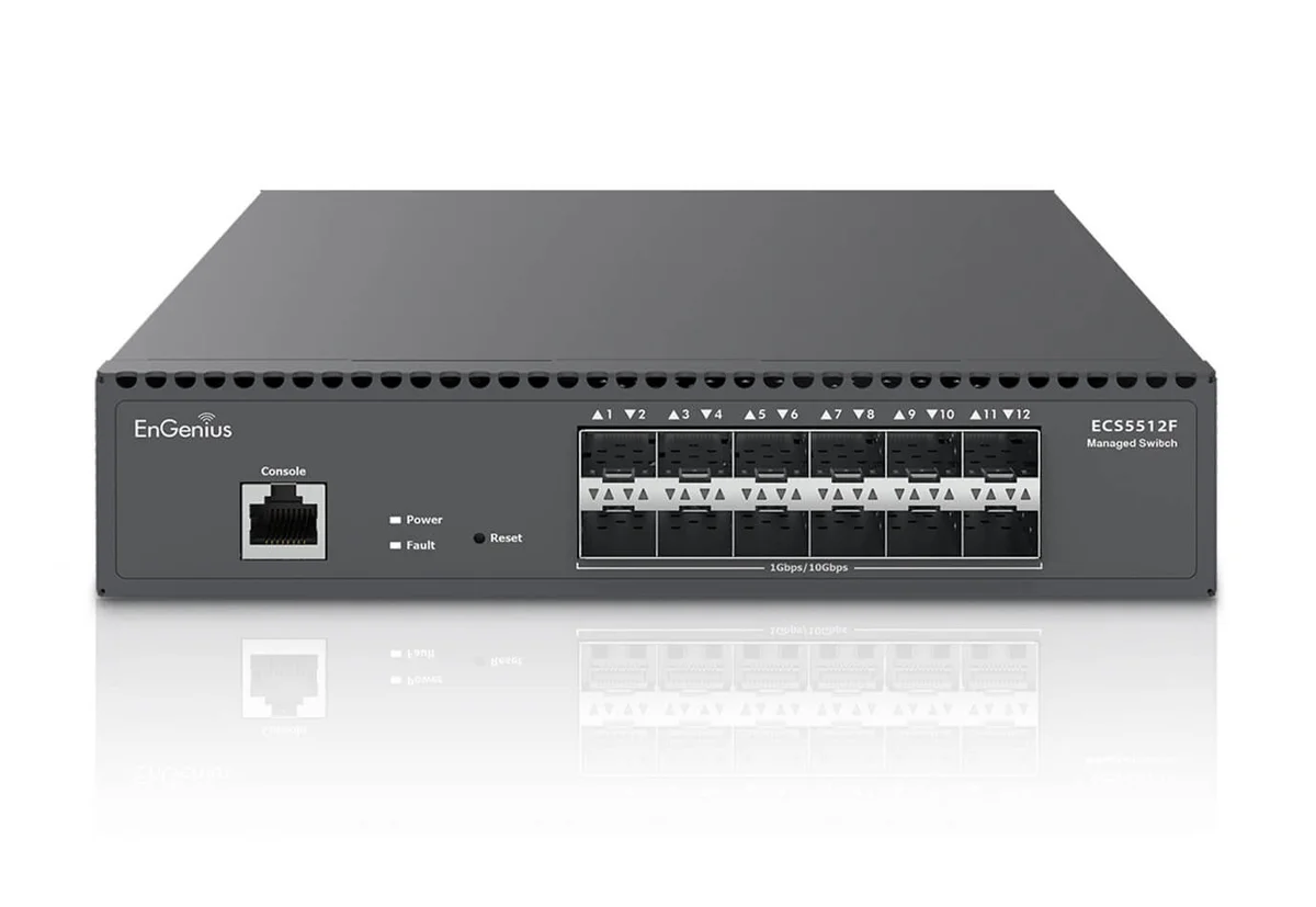 EnGenius ECS5512F Cloud Switch — 12x SFP+ Half-Rack